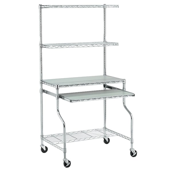 Global Equipment Nexel Curbside Cart, Chrome, 24"L x 18"W x 43"H, 3 Wire Shelves, Pneumatic Casters CS18243CP - main